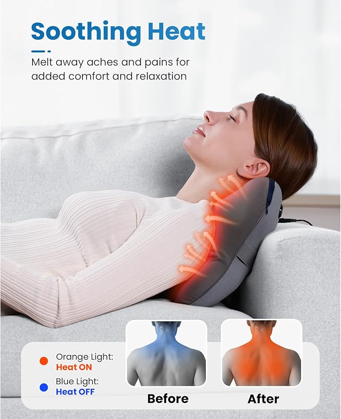 BOB AND BRAD Back Massager with Heat and Remote, EZBack Plus Corded Neck Massager for Pain Relief Deep Tissue, Shiatsu Massage Pillow with 3 Level for Full Body, FSA Eligible Ideal Gifts for Women