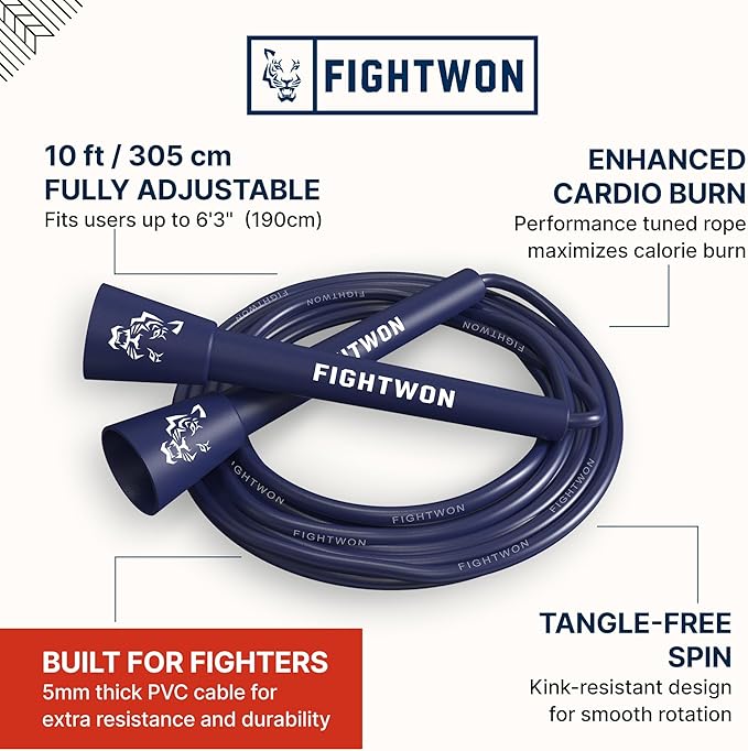 5mm PVC Jump Rope for Fitness | Adjustable Indoor/Outdoor Skipping Rope with Unbreakable Handles | Ultra-Strong PVC & White Grips