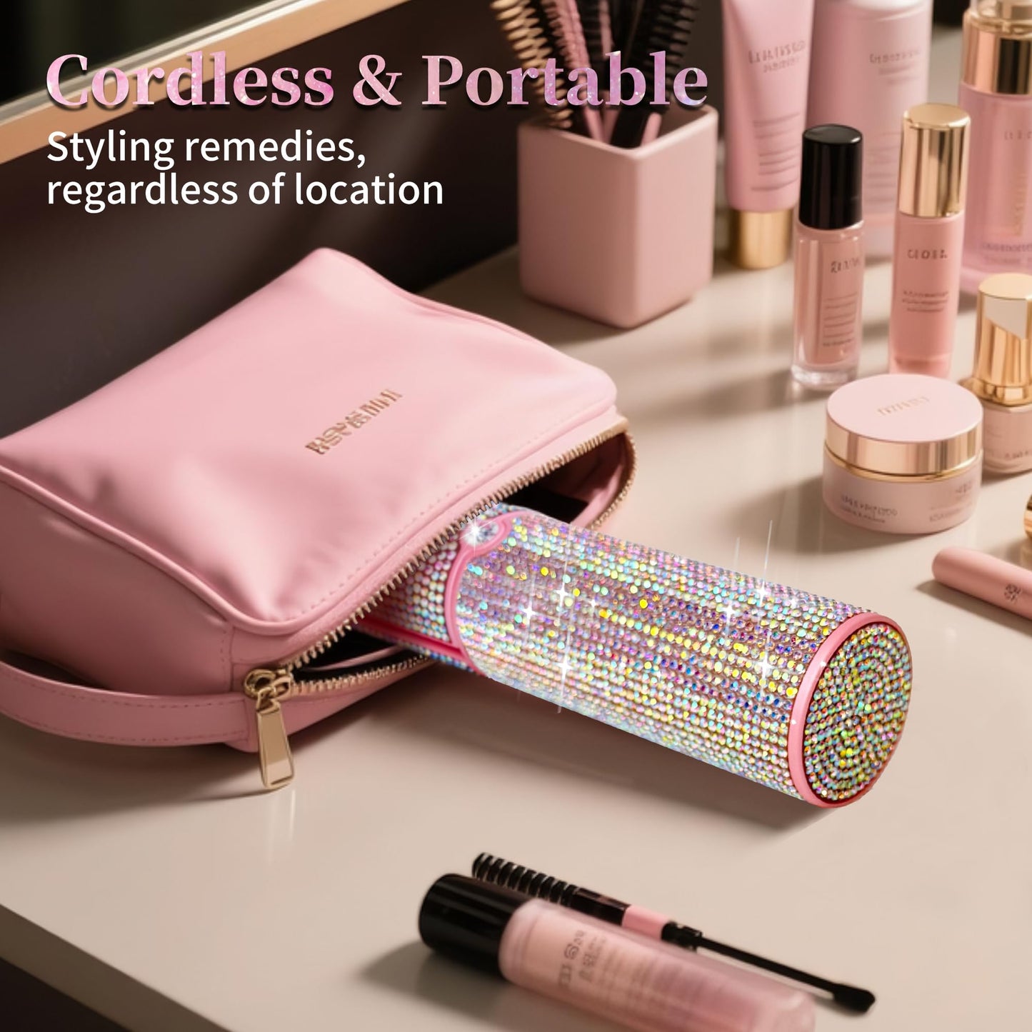 Cordless Hair Straightener, Portable Straightener 2 in 1 for Hair Straightening and Curling, Fast Heating Cordless Flat Iron, Cordless Curling Iron 5000mAh Rechargable for Travel (Mermaid)