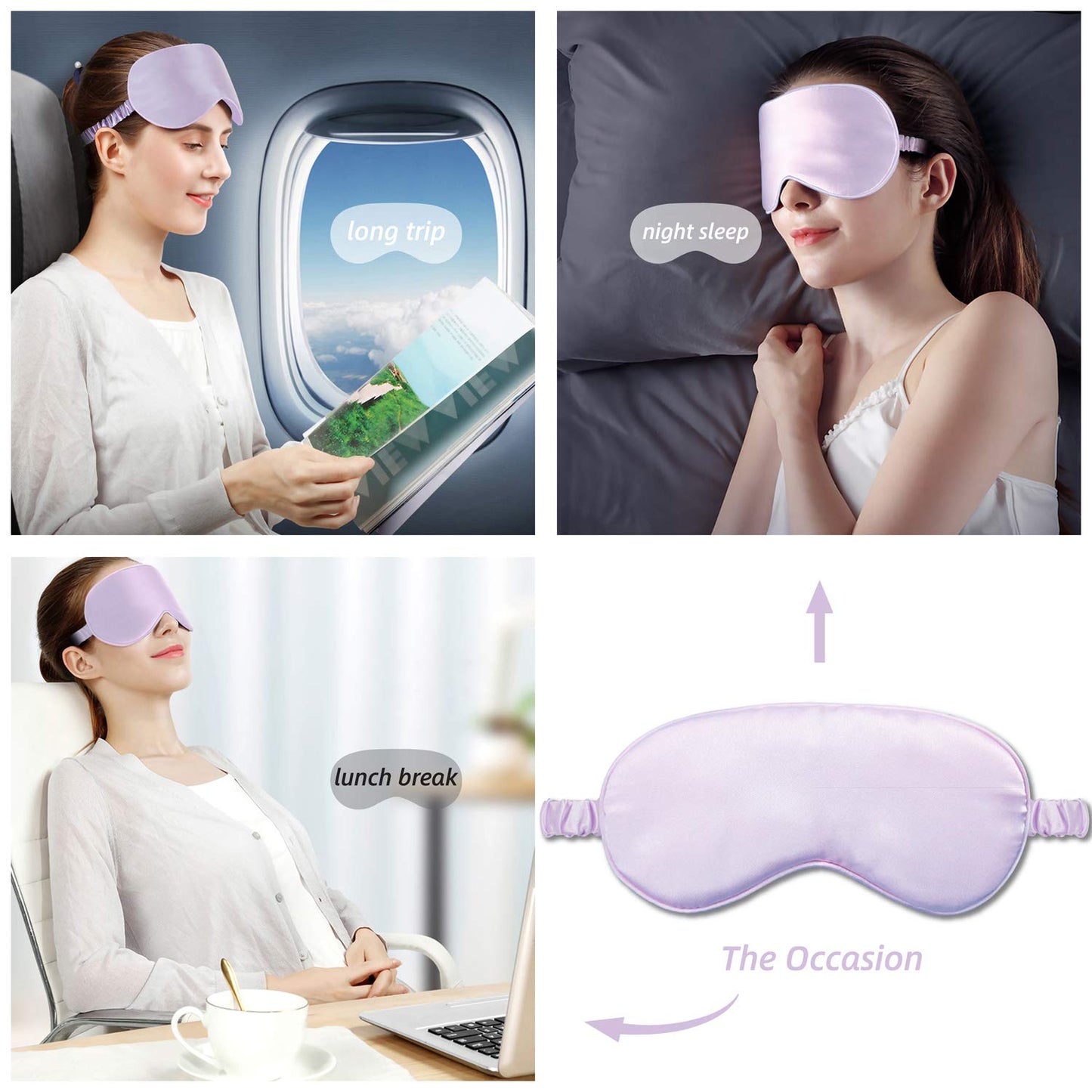 Silk Eye Mask for Sleeping Lavender Sleep Mask for Men Women,Soft Eye Blindfold for Yoga Meditation-Super Smooth and Updated Light Blocking Design with Ear Plug