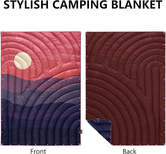 Camping Blanket,Lightweight Down Alternative Puffy Printed Camping Blanket Packable Outdoor Blanket for Camping,Traveling, Stadium, Hiking, Picnics