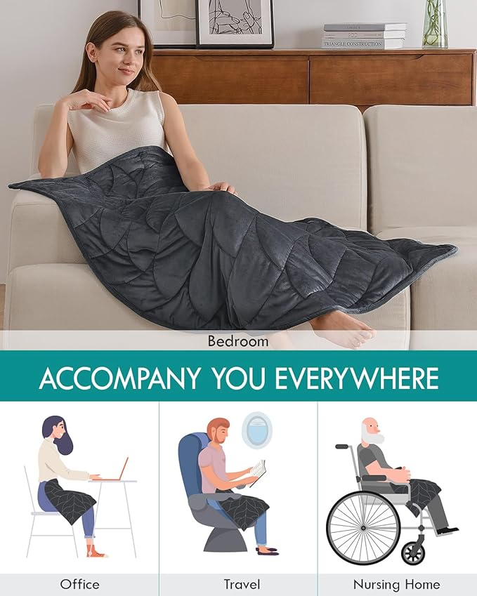 Kaisa Weighted Lap Blanket 5 lbs 41" x 53", Cozy Luxury Crystal Velvet Small Weighted Blanket for Adults, Portable Travel Weighted Blanket for Relaxation, All-Season Blanket, Machine Washable, Gray