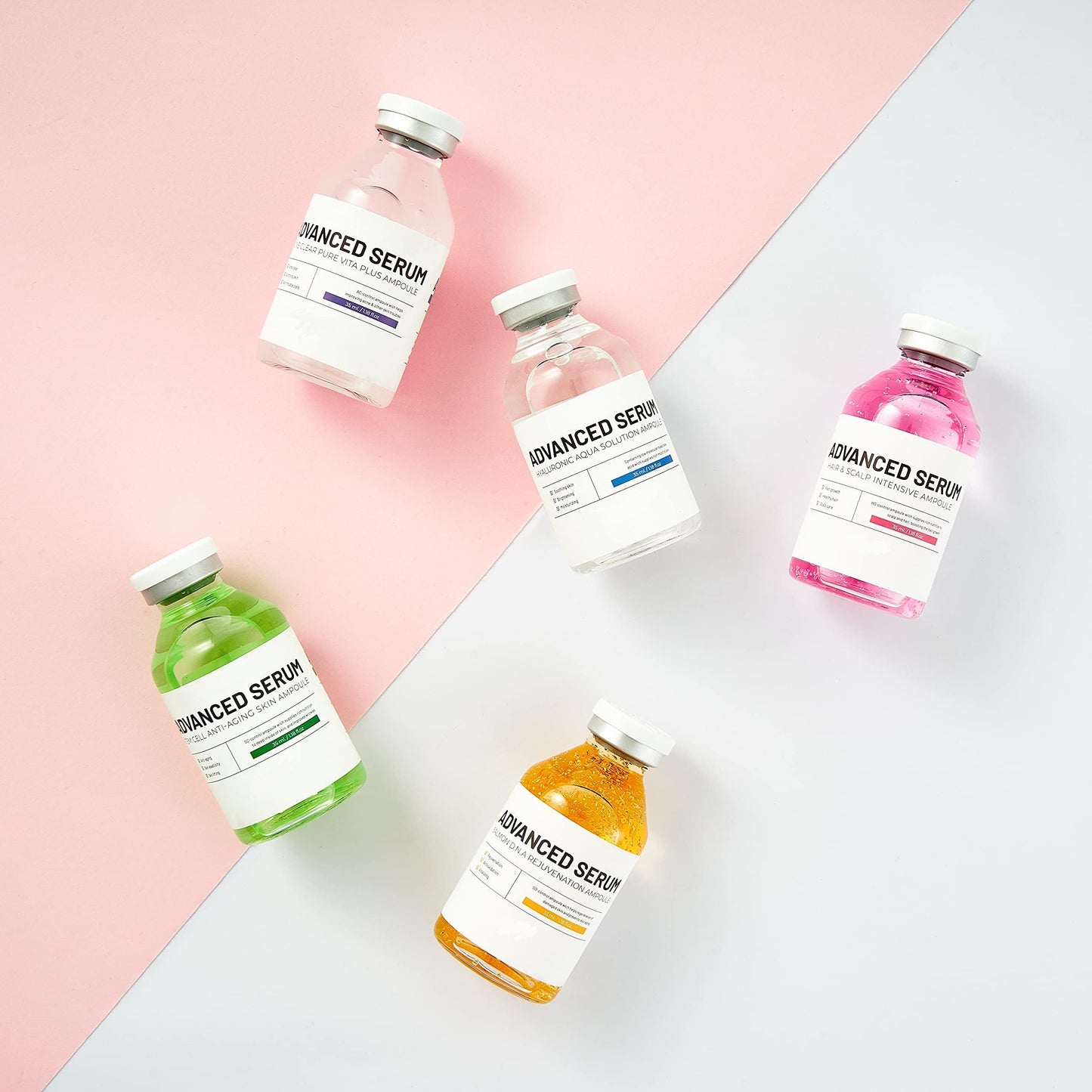 BRÜUN Advance Microneedling Korean Serum - 4 Different Booster Ampule Kit for Face and Body Including (AC + SC + SD + HY Control Serums) – Use with or without Dr Pen