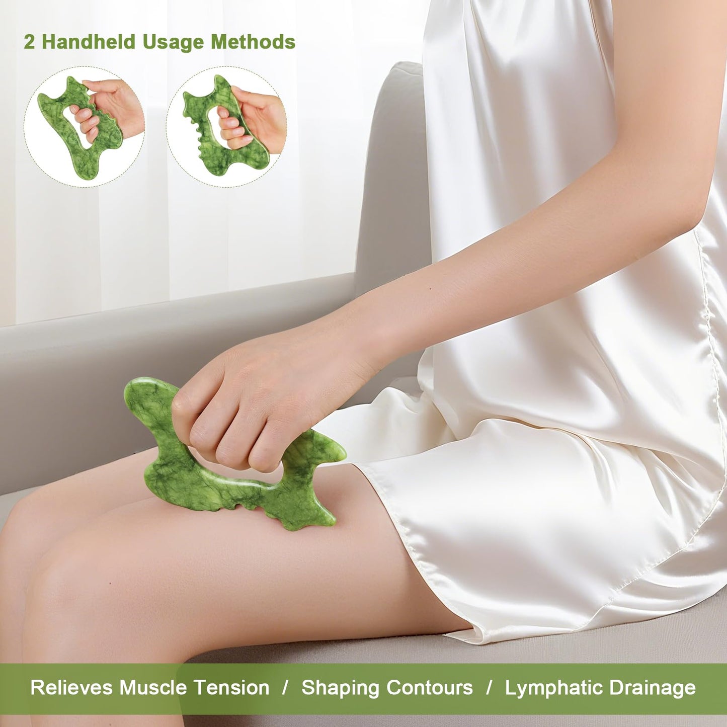 airogym 6-in-1 Jade Body Gua Sha Body Tools - Lymphatic Drainage Tool, Body Sculpting Tool & Acupressure Tool - Body Guasha, Trigger Point Massage Tool for Fascia Massage and Cellulite