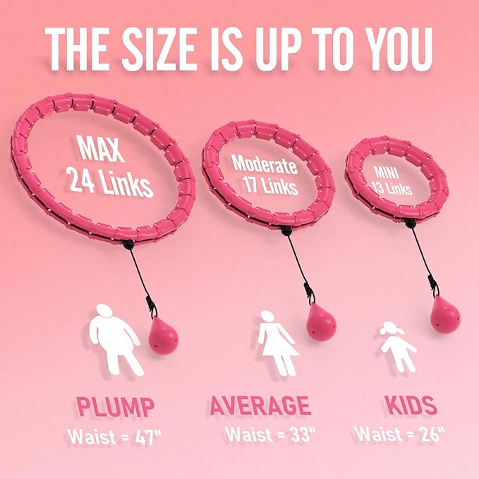 JKSHMYT Smart Weighted Fit Hoop Plus Size for Adults Weight Loss, Hula Circle-2 in 1 Infinity Fitness Hoop, 24 Links Detachable & Size Adjustable, with Waist Trainer for Women