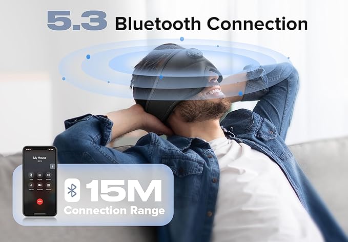 TOPOINT Sleep Mask with Bluetooth Headphones Wireless, 3D Eye Mask for Sleep Headphones with White Noise, Light Blocking, Timer, 15 Hours for Women Men, Travel, Meditation, Nap, CPAP Users (2 Pack)