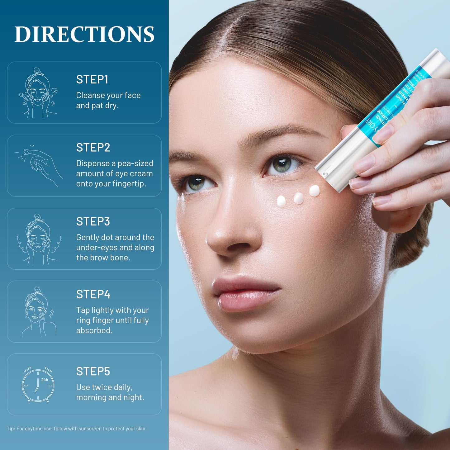 Retinol Under Eye Cream - Anti-Aging Eye Cream for Eye Bags, Dark Circles, and Fade Wrinkles, Fine Lines, Puffy eye Skin Care Treatment for Women and Men, 20ML(Blue)