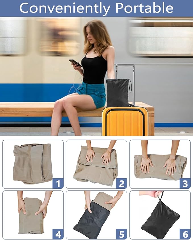 YSJILIDE Inflatable Travel Foot Rest Pillow, Travel foorest Pillow for Kids/Adults, Adjustable 3 Layers Height Leg Rest Pillow, Great for Living Room, Train, car (1 Pack)