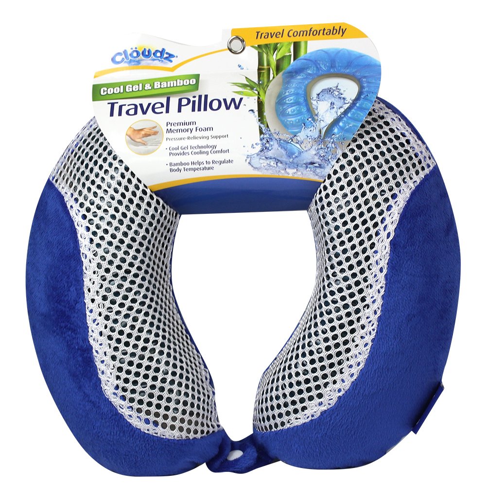 Cloudz Comfort Gel Memory Foam Travel Neck Pillow - Blue