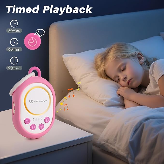 2025 Mom's Choice Awards | White Noise Sound Machine Baby with Night Light, 20 Soothing Sounds, 22 Hours Battery Life, Travel, Registry Gift, Shower, Clips on Baby Stroller