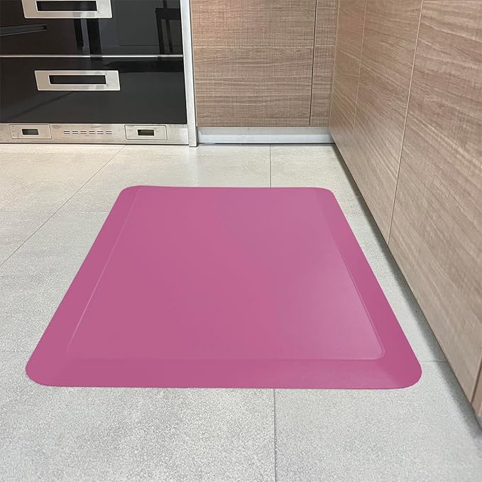 1" Extra Thick Anti Fatigue Floor Mat 60" L x 17" W,Kitchen Mat, Standing Desk Mat,140D Advanced PU Foam Ergonomic Comfort at Home, Office, Garage, Sink (Rose Pink)