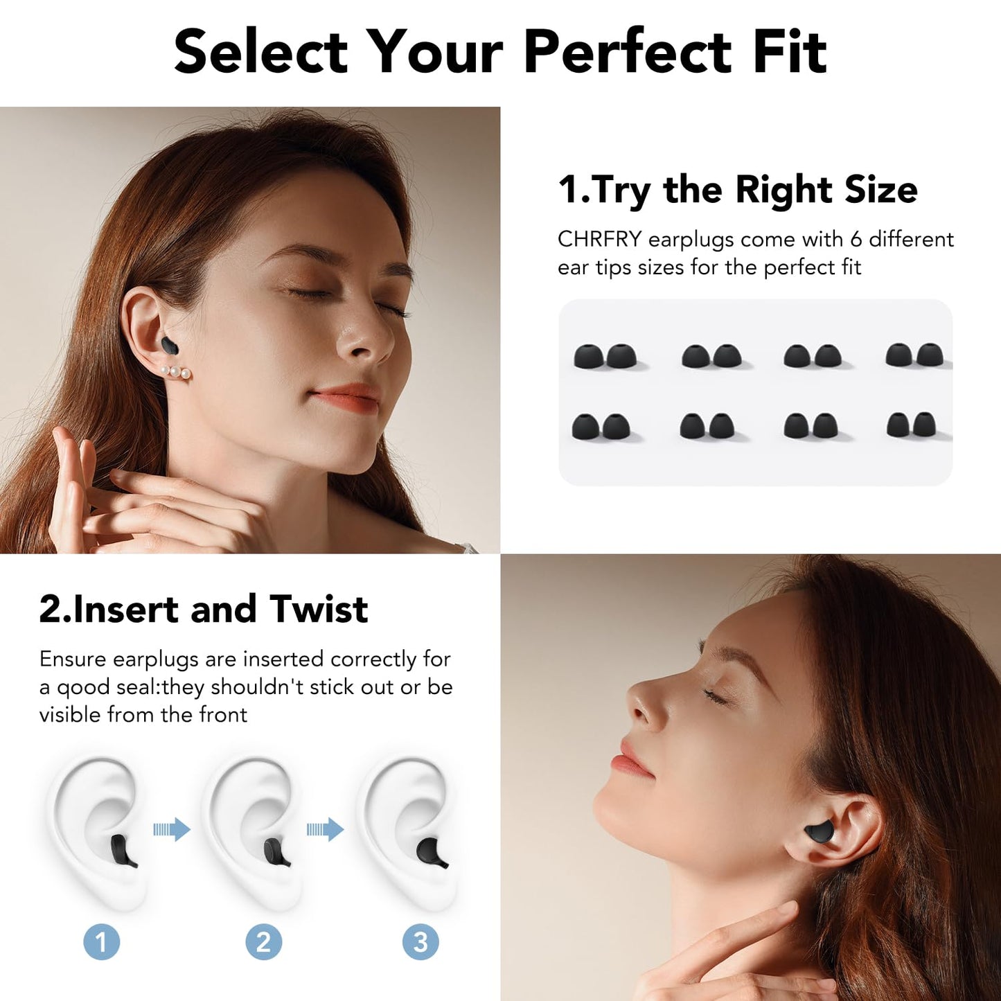 Ear Plugs for Sleeping Noise Cancelling, 45dB Reusable Silicone Ear Plugs with 8 Soft Ear Tips, Noise Reduction Earplugs with Case for Focus/Study/Work/Concert- Comfortable Hearing