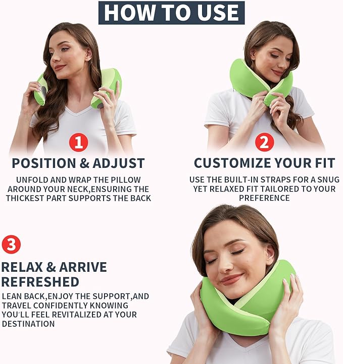 Airplane Pillow Travel Accessories for Neck Pain Relief Memory Foam Pillows Essentials Women Cervical Rest Soft