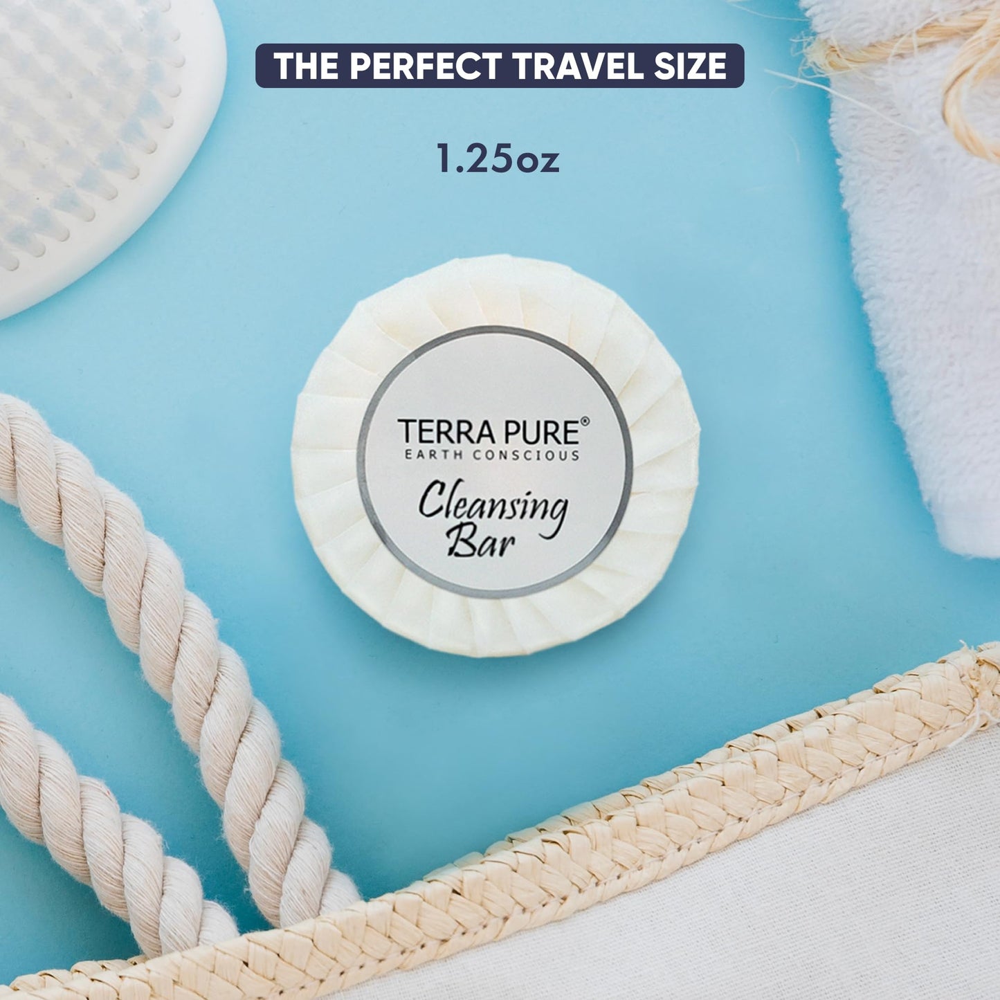 Terra Pure White Tea & Coconut Soap | Travel Size Toiletries Bulk Set for Hotel Essentials | 1.25 oz Bar Soap | 300 Pieces