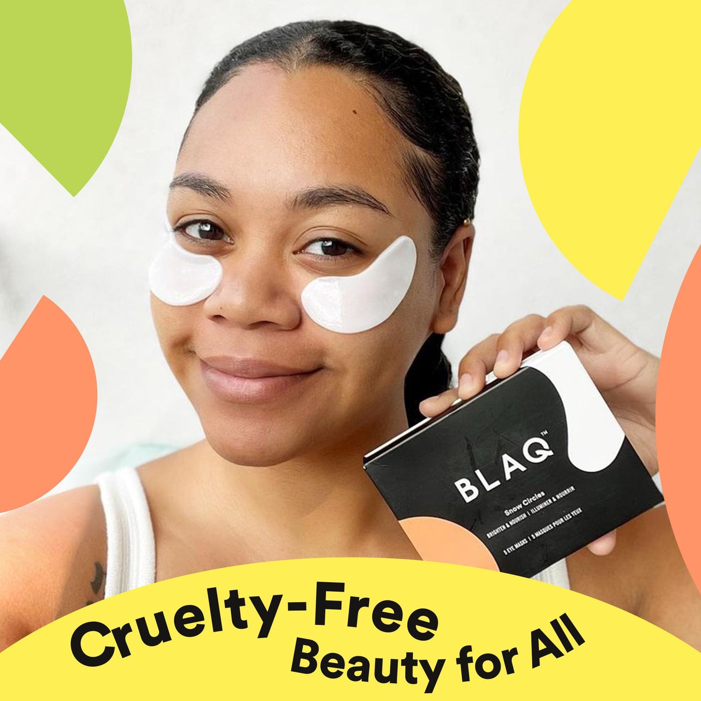 BLAQ Premium Under Eye Hydrating Patches for Dry Skin, Dark Circles and Puffiness. Snow Mushroom, Green Tea, Marine Algae, Vegan and Cruelty-Free, Snow Circles, 5-Pack