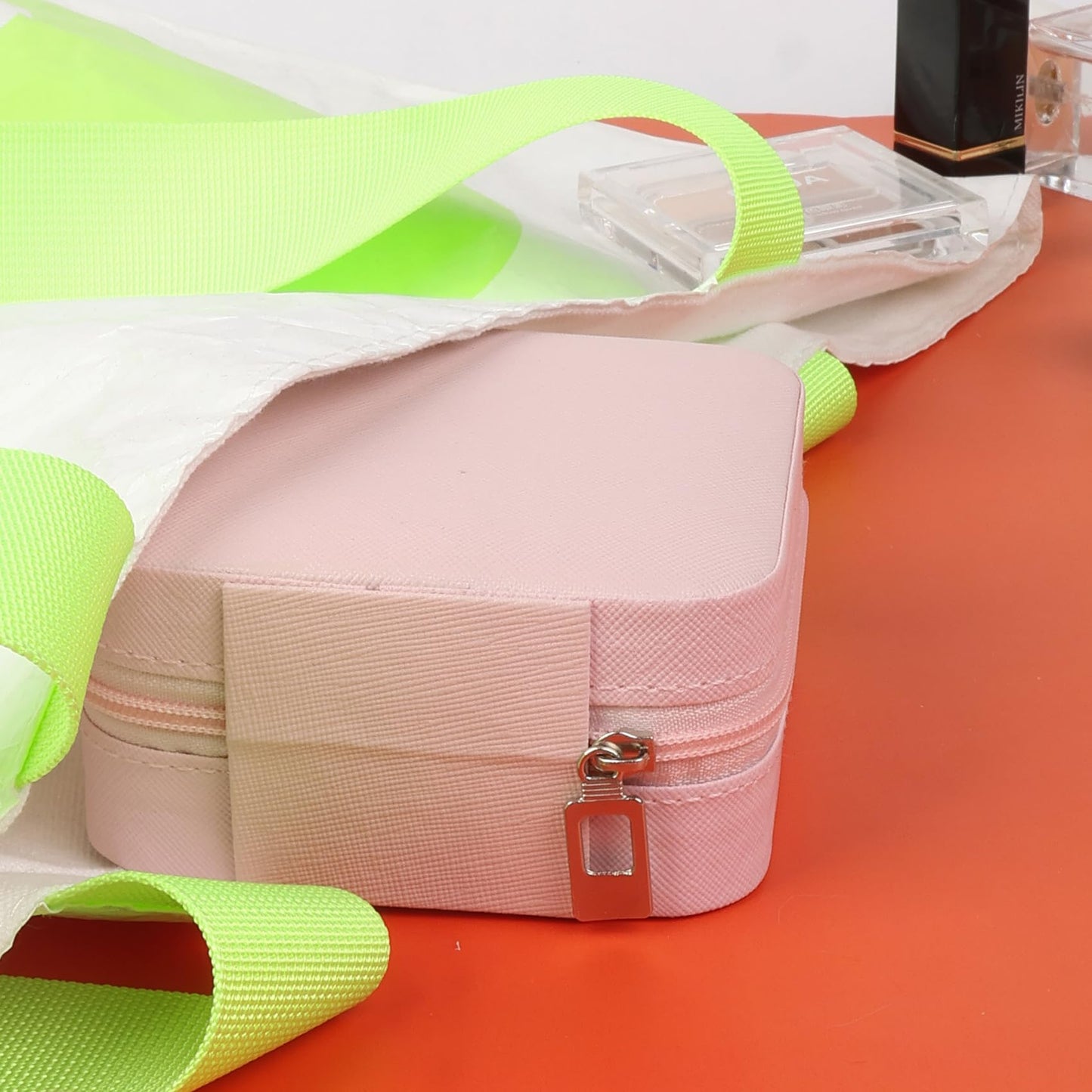 Travel Jewelry Case and Organizer with Mirror,Travel Jewelry Box Organizer Holder Stocking Stuffers,Pink,1 Pack