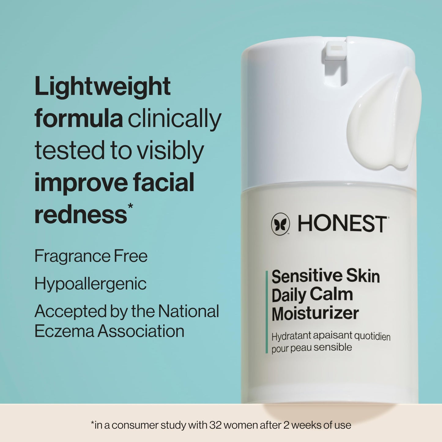 Honest Beauty Sensitive Skin Daily Calm Lightweight Moisturizer | Reduces Redness, Hydrates, + Calms Skin | Hypoallergenic, Fragrance Free, Vegan | 1.7 fl oz