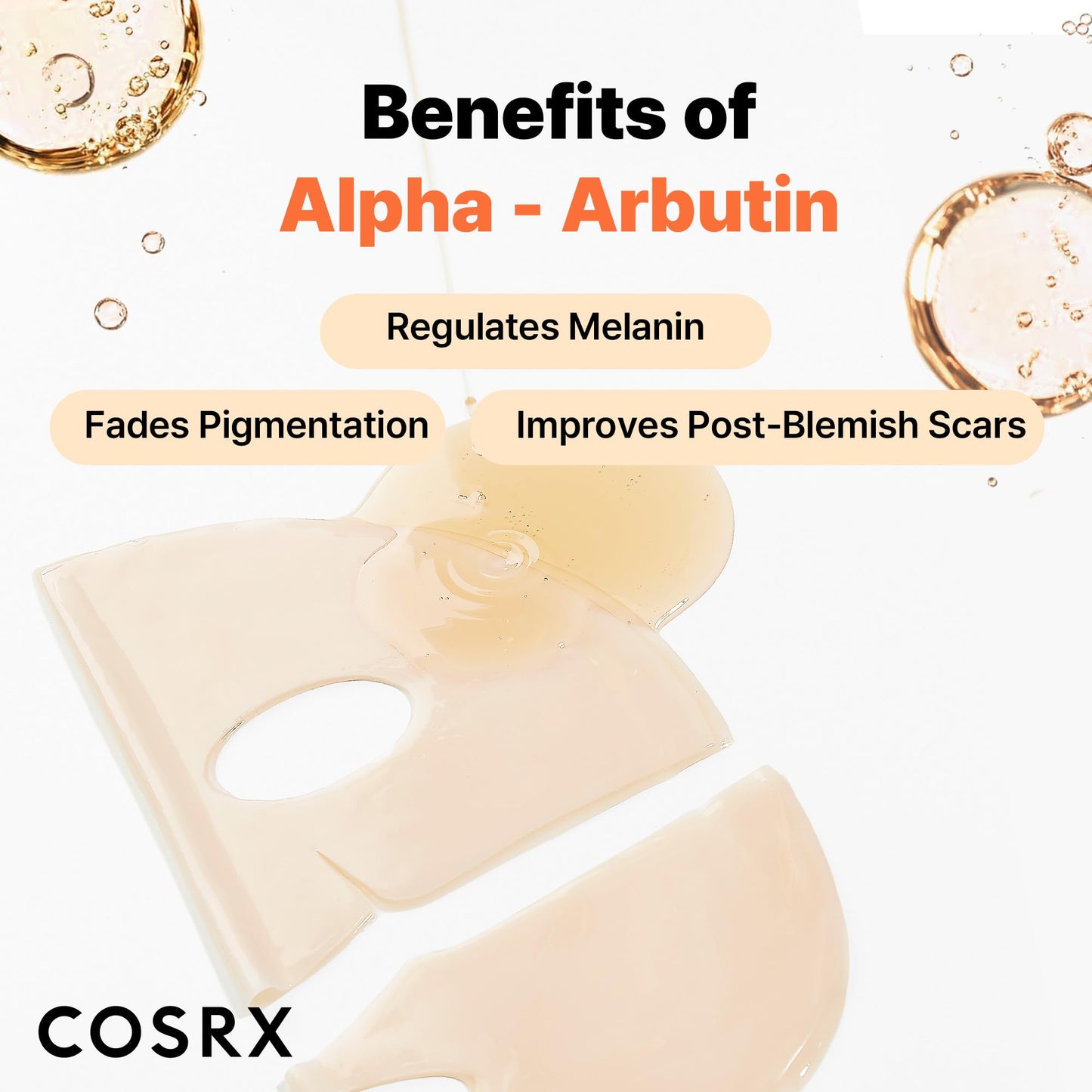 COSRX The Alpha-Arbutin Discoloration Care Hydrogel Face Masks Skincare 3 EA, Collagen Face Mask, Travel Essentials, Overnight Face Mask, Korean SkinCare