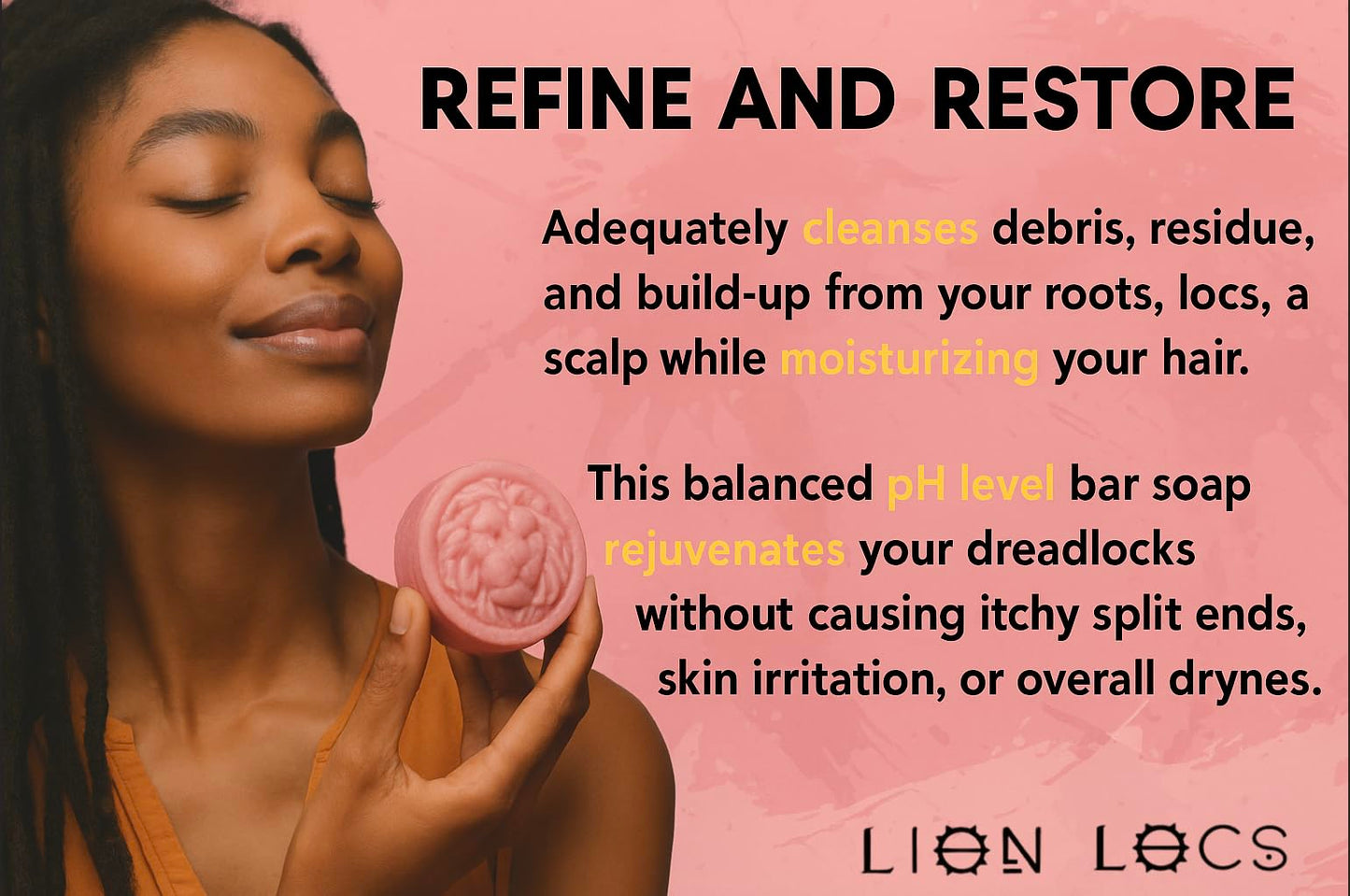 Lion Locs Shampoo Bar & Conditioner - Works for All Hair Types - Dreadlocks, Microlocs, Sisterlocks, Wicks, Brotherlocks, Braids | Build Up & Residue Free (5oz)