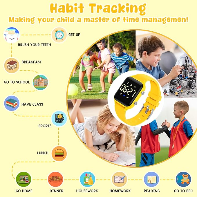 Kids Digital Watches for Boys Girls, Sports Watch with Fitness Tracker, Pedometer, Alarm Clocks, Stopwatch, No App Needed Waterproof Kids Watch, Gift for Teens Student Girls Boys Ages 5-14