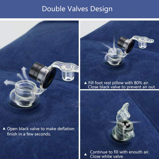 MYFON Inflatable Travel Pillow, Inflatable Travel Foot Rest Pillow, Leg Rest Pillow for Cars, Home, Office, Trains, Airplane, Blue