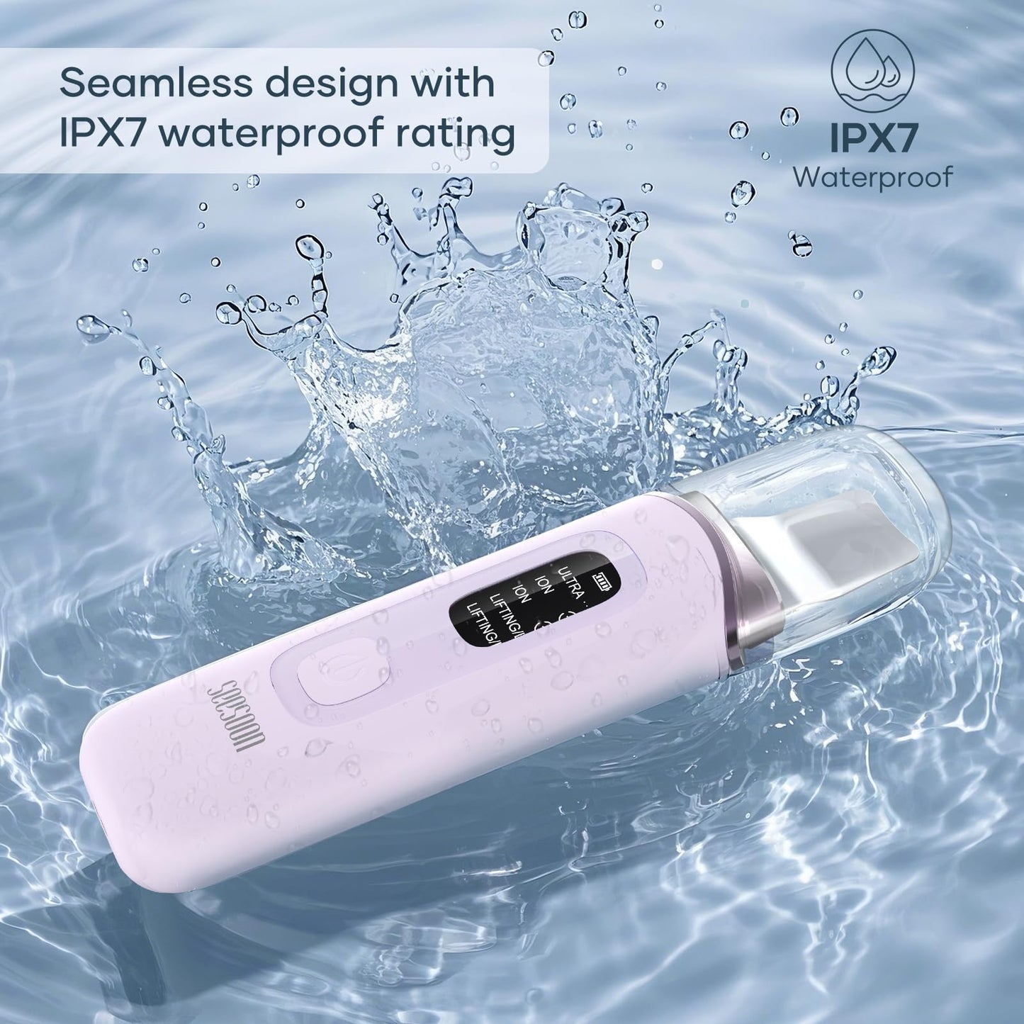 4 in1 Facial Skincare Scrubber,Skin Scrubber Face Spatula - Blackhead Remover with 4 Modes, Pore Extractor Face Spatula Deep Cleansing for Facial Skincare LCD Display, IPX7 Waterproof-Purple