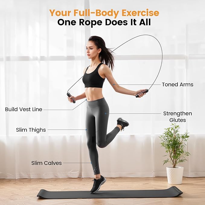 Jump Rope,Tangle-Free Rapid Speed Jump Rope with Ball Bearings for Men,Women and Kids,Adjustable Steel Skipping Rope with Ergonomic Foam Handles,A Ideal Equipment and Accessories for Workout,Fitness,Exercise,Home Gym,Slim Body