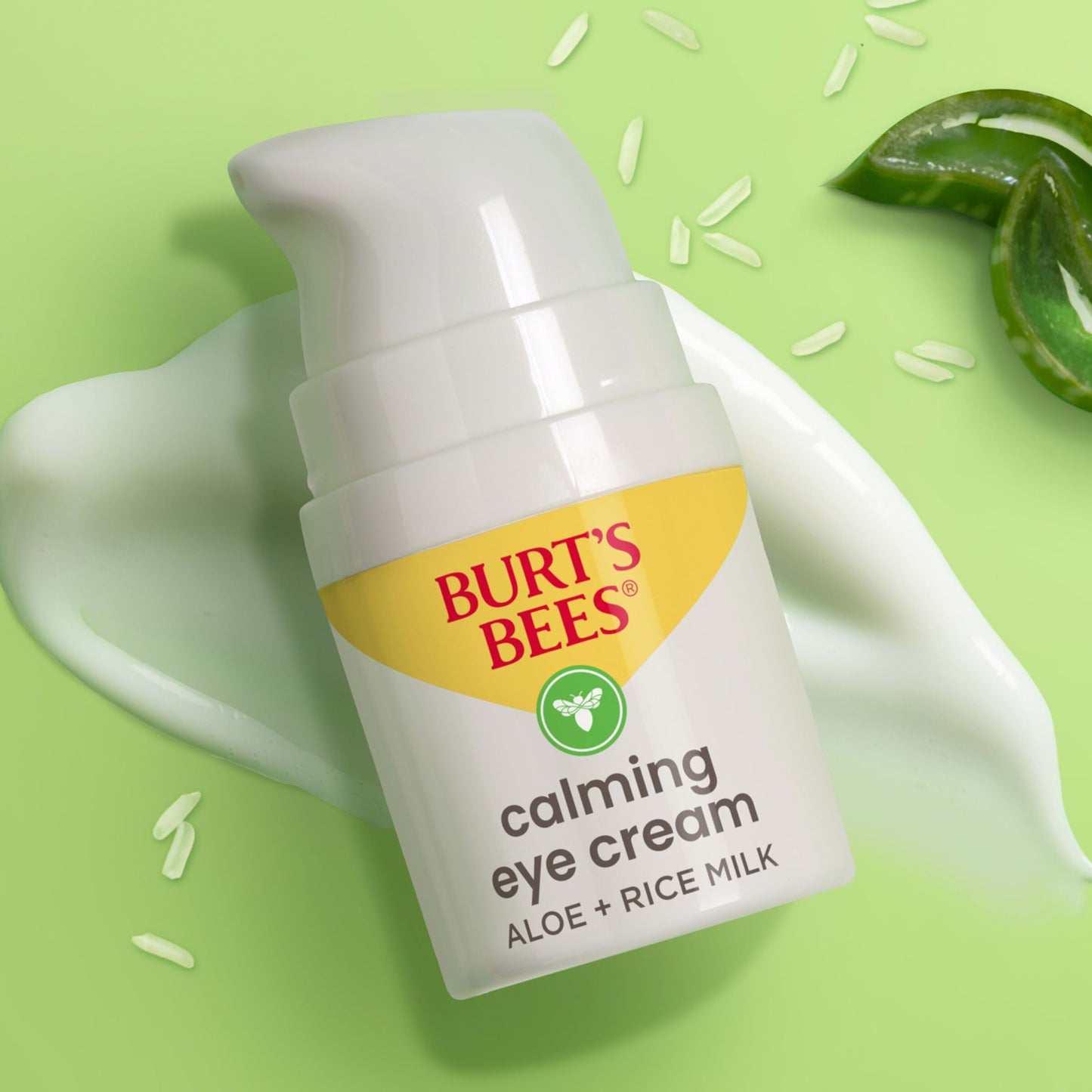 Burt's Bees Calming Eye Cream With Aloe and Rice Milk, Moisturizes Without Causing Redness or Irritation, 98.7 Percent Natural Origin Skin Care, 0.5 oz. Bottle