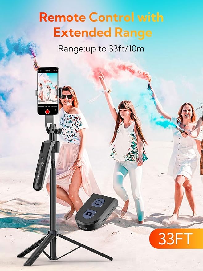 70” Auto Face Tracking Tripod, Extendable 360° Rotation Phone Tripod for iPhone and Android, Selfie Stick for iPhone w/Remote Control,Phone Holder Video Recording for TikTok(UTK-01)