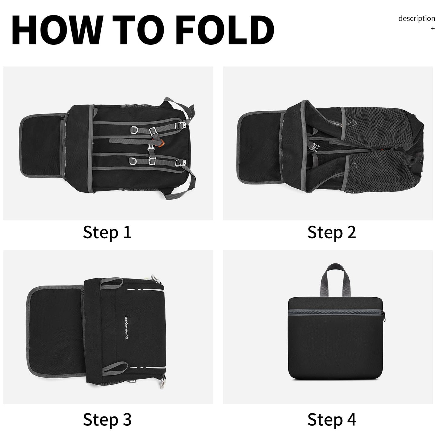 Bymontin 35L Lightweight Packable Backpack – Durable Foldable Daypack for Travel, Hiking, and Gym (Black)