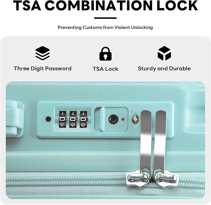 20 Inch Carry On Luggage With Cup Holder & USB Port, Airline Approved TSA-locked Luggage, Lightweight PC Material Travel Suitcase With 360° Spinner Wheel (14-20-24-28in Blue, 14-20-24-28in)