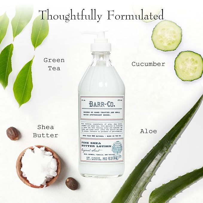 BARR-CO. Original Scent Shea Butter Lotion for Dry Skin Set, Tranquil Milky Scent with Oat, Vanilla & Vetiver, Shea Moisturizing Lotion for Sensitive Skin, 16 fl oz each (Pack of 2)