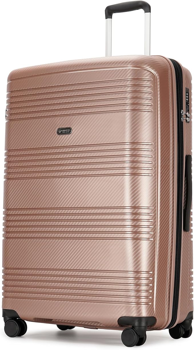 29 Inch Large Checked Luggage Expandable Hard Shell Suitcase with Spinner Wheels TSA Lock for Travel, 29inch, Rose Gold