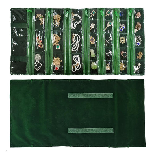 SCIKHEFT Travel Jewelry Roll Bag Portable Organizer Pouch With Grids&PVC Cover Storage Bags for Necklace, Bracelet, Bracelet,Ring, Badge, Pendant