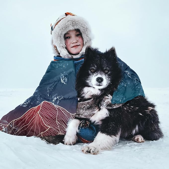 zzlamb Camping Blanket, Outdoor Lightweight Travel Blanket Puffy Portable Down Alternative, Windproof Warm Cloak with Snaps, Cozy Quilt Backpacking Picnic RV Plane Car Hammock Beach Climbing