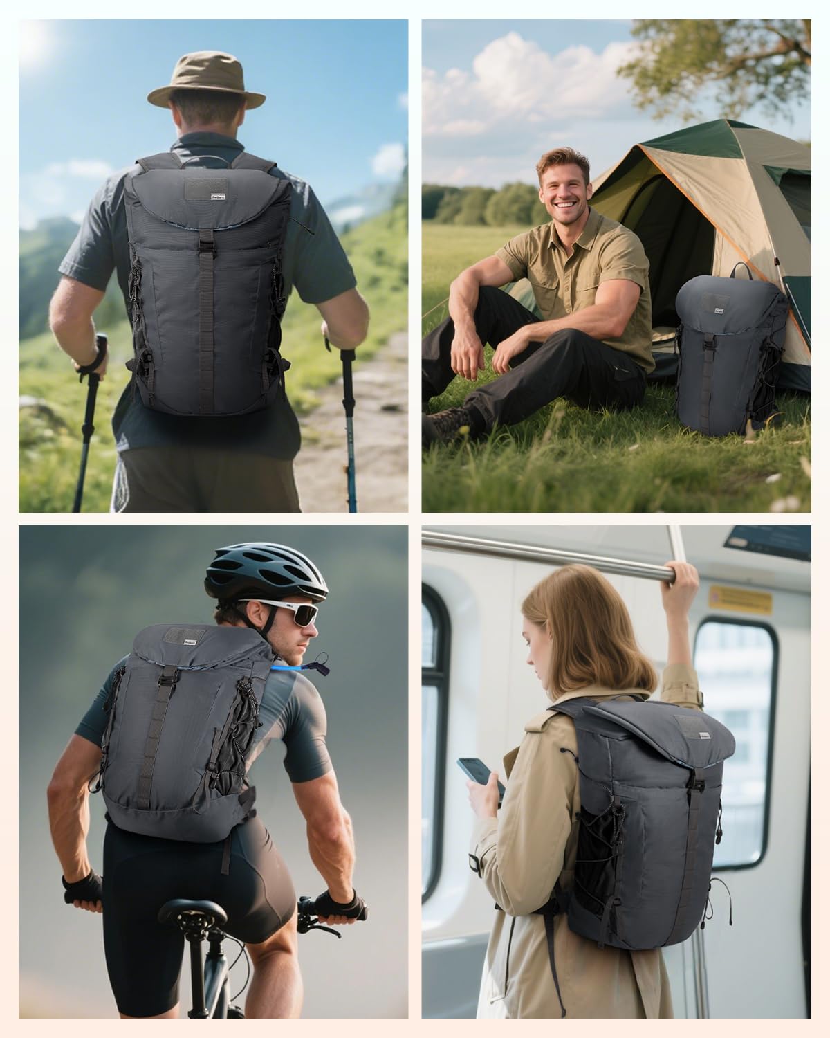 Blue Quartz Hiking Backpack 30L Lightweight Packable Backpack for Travel, Water Resistant Foldable Daypack for Women Men, Gray