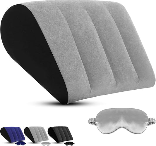 TheClover Inflatable Wedge Pillow for Traveling – Portable Bed Wedge for Sleeping in Bed & Home, Ergonomic Support for Reading, Relaxing & Acid Reflux Relief (Grey)