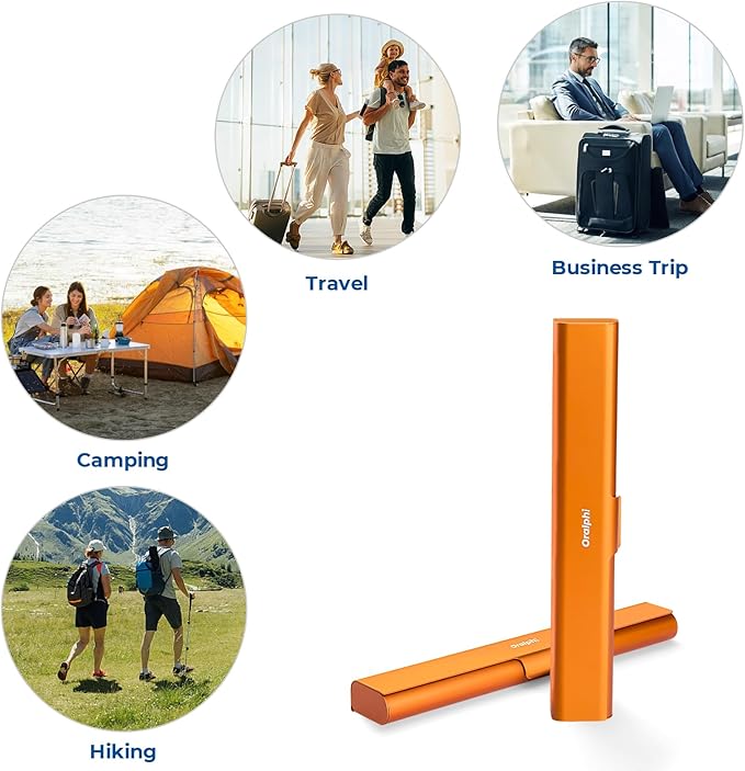 Aluminum Toothbrush Travel Case, Portable Travel Toothbrush Holder, Durable Manual Toothbrush Box Container for Traveling, Bathroom, Camping, Business Trip-Pumpkin Orange