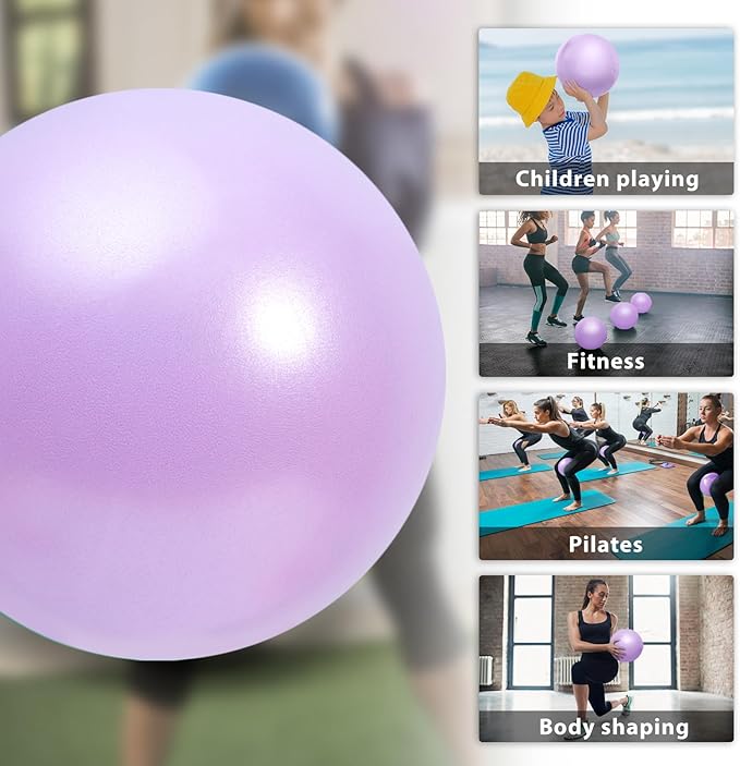 Cikyner Soft Pilates Ball, Small Exercise Ball 9 Inch Mini Gym Ball with Inflatable Straw, Suitable for Pilates, Yoga, Full Body Training, Physical Therapy and Balance improving at Home