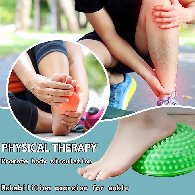 2PCS Hedgehog Balance Pods, Pimples Pilates Ball, Half Spiky Fitness Domes for Kids Adults Sports, Foot Massage, Stability Training, Muscle Balancing Therapy, Motor Skills Yoga Gymnastics Exercise