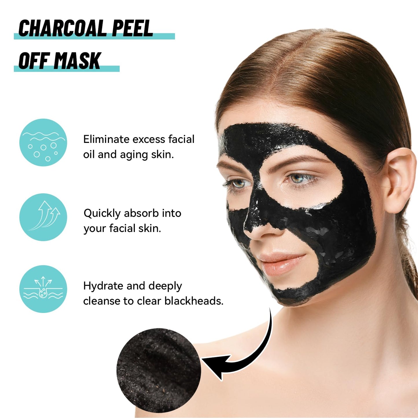 Blackhead Remover Mask,Deep Cleaning Black Charcoal Face Mask Peel Off,for Women and Men,Black Head Remover for Face,4.23 fl.oz.