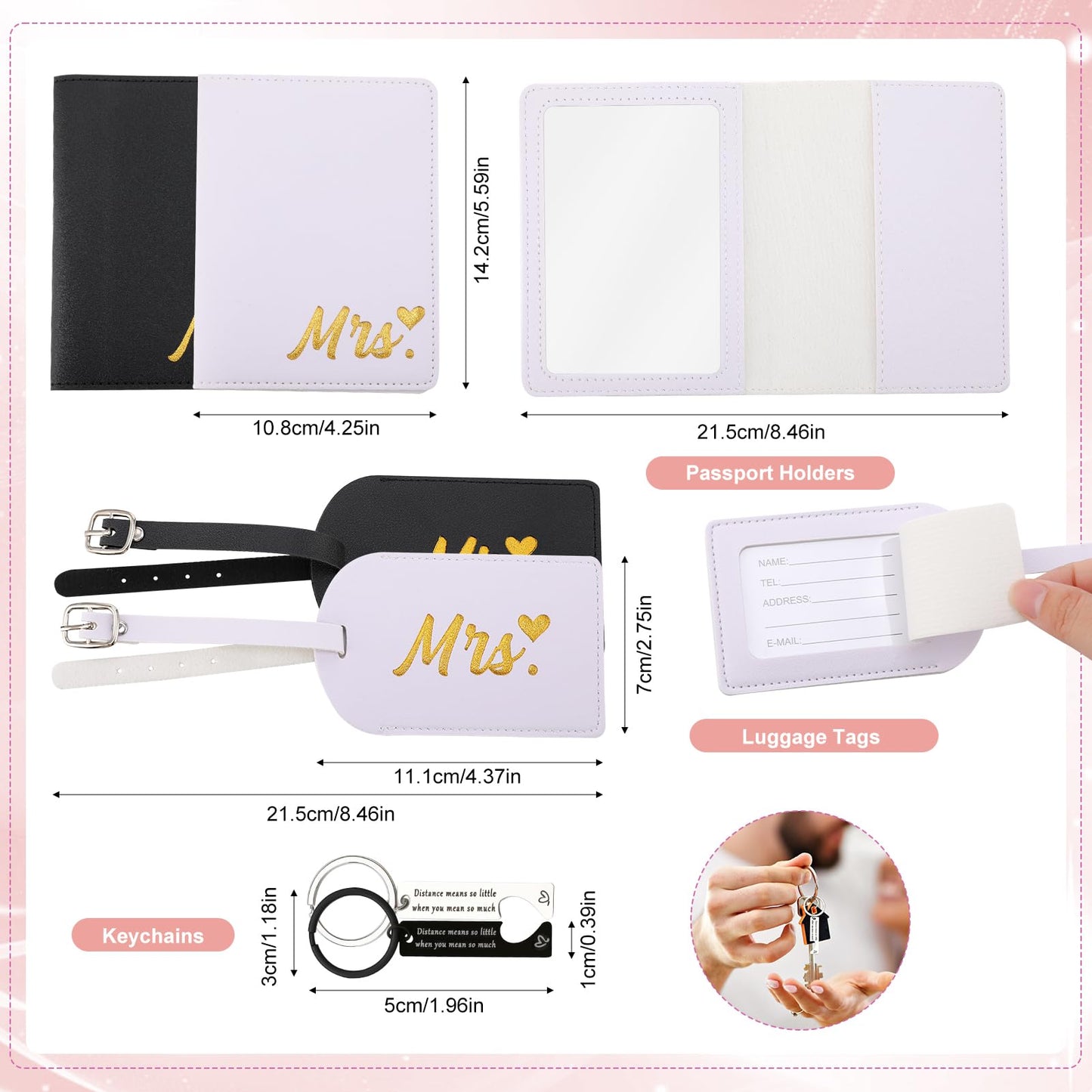 Fingertip WD 12 Pack Wedding and Engagement Gift for Couples, Bride and Groom Baseball Caps Magnetic Couple Socks for Bridal Wedding Honeymoon Trip Travel Men Women Gift