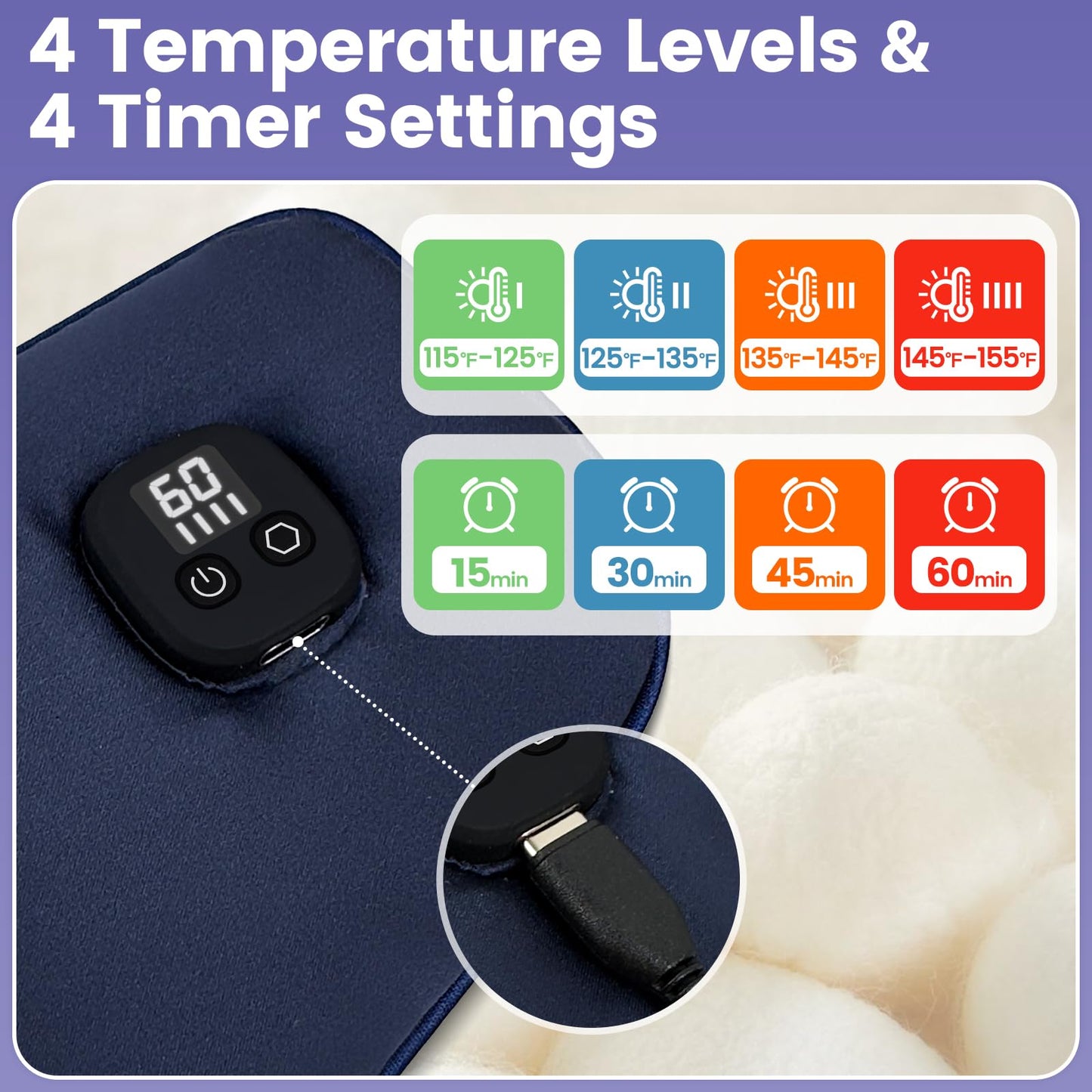 Silk Heated Eye Mask Cordless, 1500mAh Warm Eye Compresses for Dry Eyes, Rechargeable Eye Mask with 4 Temperature Settings & 4 Timer Settings, Gift for Men Women