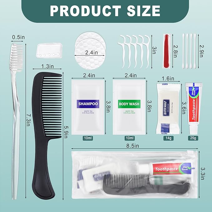20 Sets Personal Hygiene Kit Bulk, Disposable Toothbrushes with Toothpaste Floss Comb Soap Cover Shampoo Body Wash and Vanity Kit, Toiletry Kits Homeless Supplies Bulk for Women,Men,Travel,Homeless