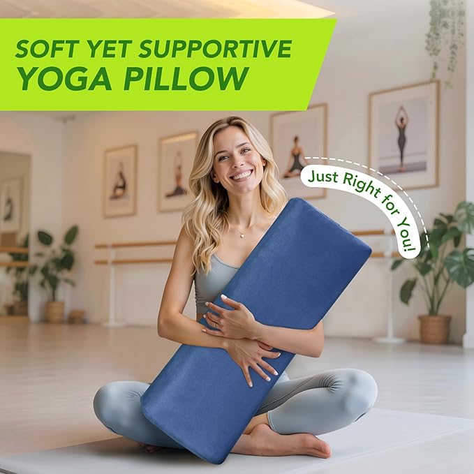 Rectangular Yoga Bolster - Meditation Pillow with Washable Suede Cover, 27"X10" X5.5"