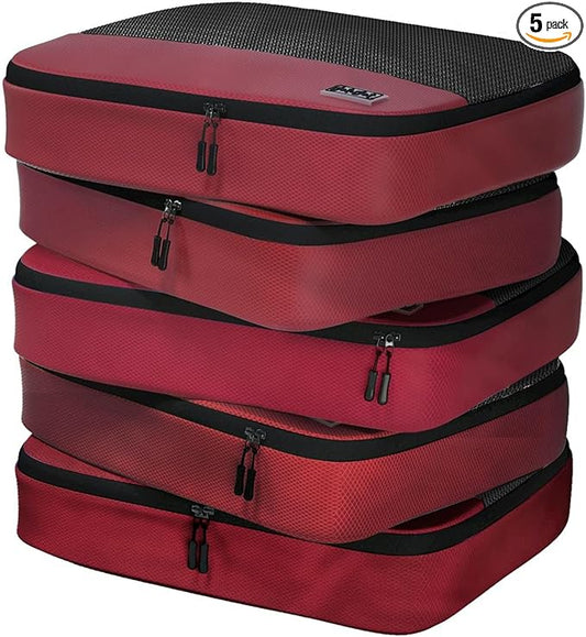 5pc Large Packing Cubes for Suitcases - Travel Packing Organizers for Carry on Suitcase - Luggage Packing Cubes for Travel - Set of Packing Bags for Suitcases