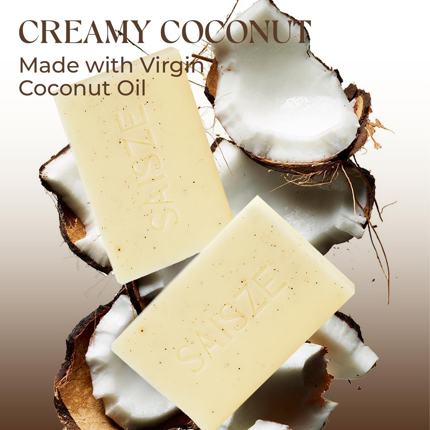 SAISZE Handmade Coconut and Shea Butter Soap - 8 oz, Cold Process, Organic Soap Enriched with Coconut oil, Shea, Body Soap Bars for Women and Men