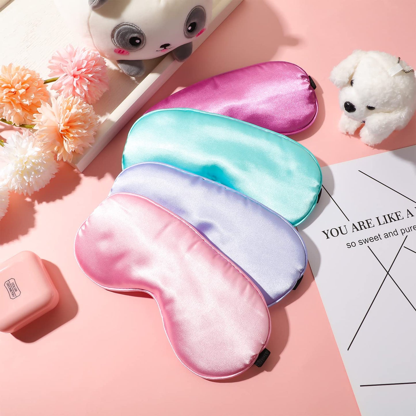 24 Pack Silk Eye Mask for Kids Smooth Soft Multicolor Blindfold with Adjustable Strap Lightweight Eye Cover Children Sleeping Mask Kids Sleep Shade Cover for Travel(Fresh Colors)