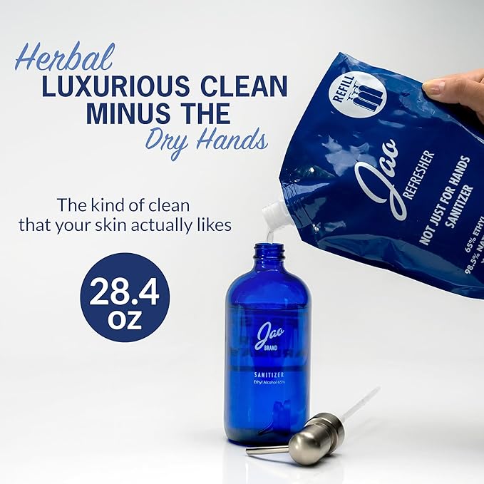 Jao Brand Refresher Refill | Multipurpose Travel Hand Sanitizer, Face Moisturizer, Toner For Face, & Aftershave | Skin Care Travel Essentials | Plant-based | No Parabens, No Sulphates | 28.4 oz