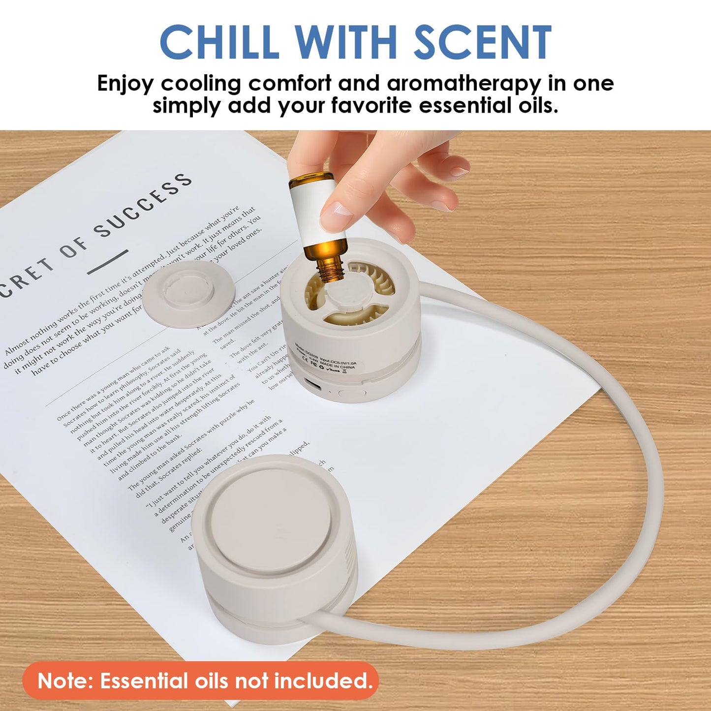 ZEMIRO CHARGE Neck Fan, Portable Bladeless Wearable Fan with 360° Airflow, 3 Speeds, 1600mAh Rechargeable Battery, Quiet Foldable USB Personal Fan for Men, Women, Outdoor, Travel, Gift